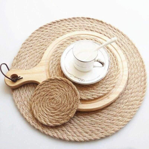 Planet Gates 11 cm Cushions Placemat Kids For Dining Table Round Woven Heat Insulation Tablemat Handmade Pot Mat Kitchen Accessories