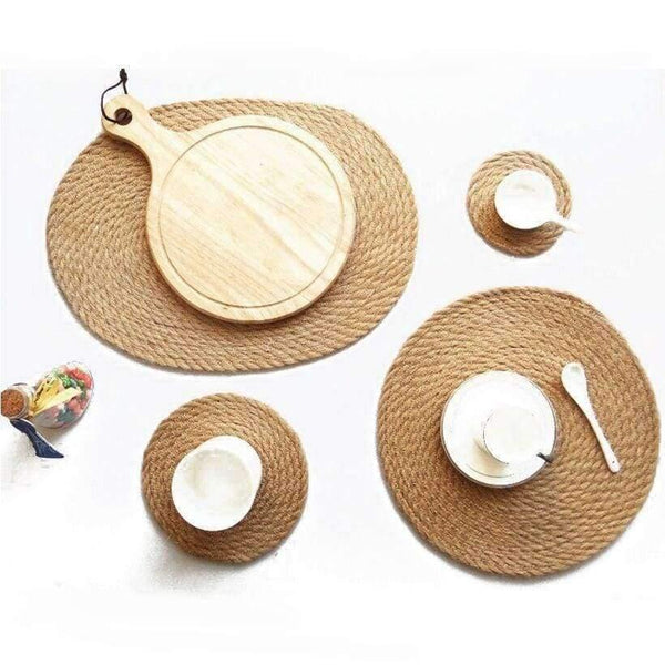 Planet Gates 11 cm Cushions Placemat Kids For Dining Table Round Woven Heat Insulation Tablemat Handmade Pot Mat Kitchen Accessories