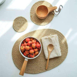 Planet Gates 11 cm Cushions Placemat Kids For Dining Table Round Woven Heat Insulation Tablemat Handmade Pot Mat Kitchen Accessories