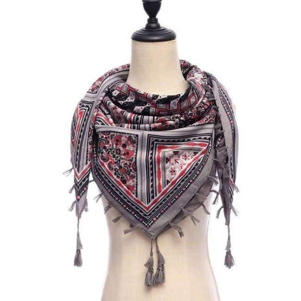 Planet Gates 11-GRAY New brand women scarf square cotton shawls and wraps lady pashmina Tassels Bohemia foulard winter female bandana hijabs