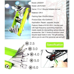 Planet Gates 11 in 1 Bicycle Repair Tools Mountain Road Bike Multi Repair Tool Set Kit Spoke Wrench Screwdriver Multifunction Tools