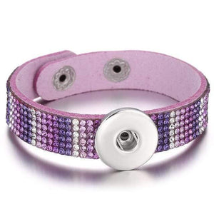 Planet Gates 11 Jewelry Rhinestone Leopard Leather 18mm Snap Button Bracelet Couple Punk Leather Bracelet Armband Snap Jewelry