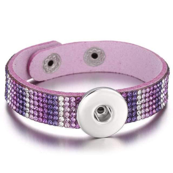 Planet Gates 11 Jewelry Rhinestone Leopard Leather 18mm Snap Button Bracelet Couple Punk Leather Bracelet Armband Snap Jewelry