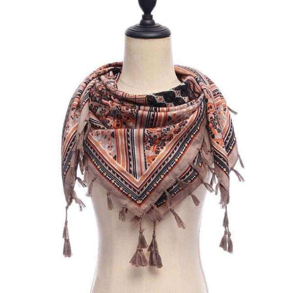 Planet Gates 11-khaki New brand women scarf square cotton shawls and wraps lady pashmina Tassels Bohemia foulard winter female bandana hijabs