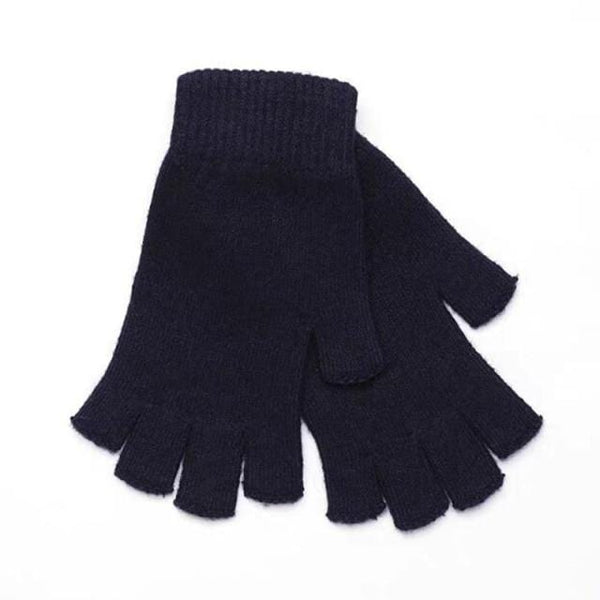 Planet Gates 11 Navy Blue / Elastic Sparsil Women Men Half Finger Cashmere Glove Short Wool Knitted Wrist Mitten Winter Warm Unisex Wool Stretch Fingerless Gloves