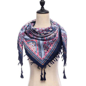 Planet Gates 11-NAVY New brand women scarf square cotton shawls and wraps lady pashmina Tassels Bohemia foulard winter female bandana hijabs