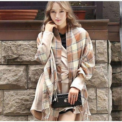 Planet Gates 11 / One Size Women's Winter Stole Plaid Scarves Tippet Wraps Brand Ladies Scarf Women Classic Neckerchief Shawls and Scarves