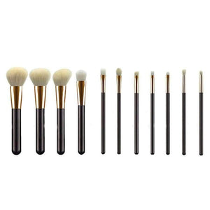 Planet Gates 11 Pcs Makeup Brush Goat Hair Eye Shadow Cosmetics Blending Brush Bag Tool Black