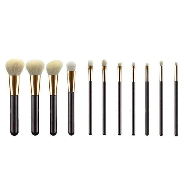 Planet Gates 11 Pcs Makeup Brush Goat Hair Eye Shadow Cosmetics Blending Brush Bag Tool Black