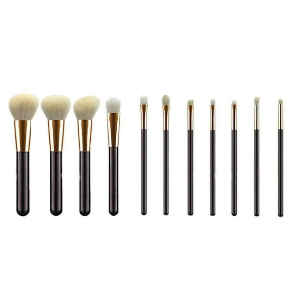 Planet Gates 11 Pcs Makeup Brush Goat Hair Eye Shadow Cosmetics Blending Brush Bag Tool Black