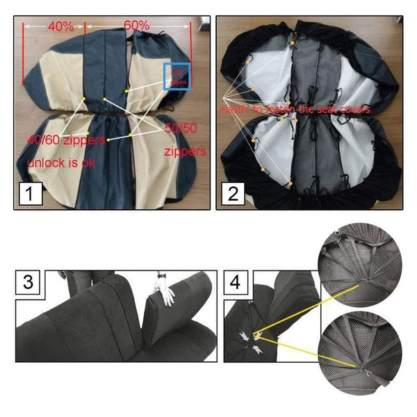 Planet Gates 11 Pcs Polyster Material Full Car Seat Covers Set Universal Fit Most Classic Automobiles Seat Cover Beige/Grey/Black Color