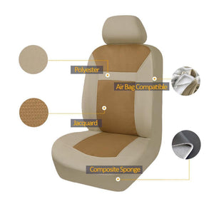 Planet Gates 11 Pcs Polyster Material Full Car Seat Covers Set Universal Fit Most Classic Automobiles Seat Cover Beige/Grey/Black Color