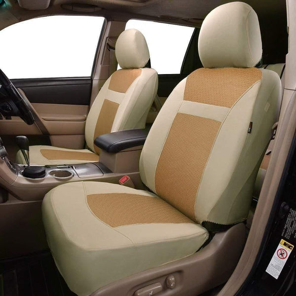 Planet Gates 11 Pcs Polyster Material Full Car Seat Covers Set Universal Fit Most Classic Automobiles Seat Cover Beige/Grey/Black Color
