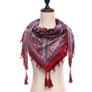Planet Gates 11-RED New brand women scarf square cotton shawls and wraps lady pashmina Tassels Bohemia foulard winter female bandana hijabs