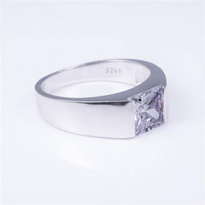 Planet Gates 11 / White Eternity 925 Sterling Silver Square Diamond Simulated CZ Stone Solitaire Ring Size 8-12