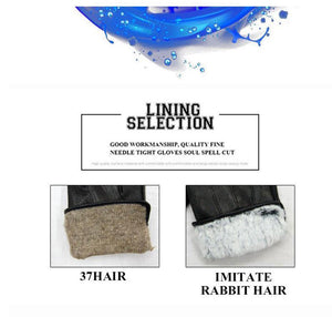 Planet Gates 11 Winter man deer skin leather gloves male warm soft men's glove black three lines design men mittens