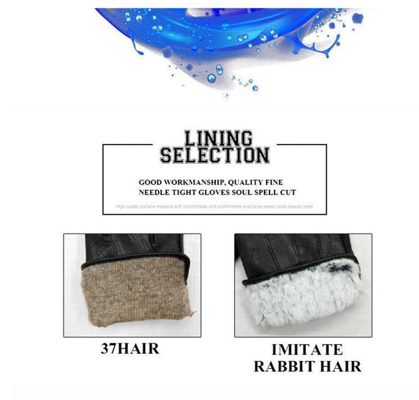 Planet Gates 11 Winter man deer skin leather gloves male warm soft men's glove black three lines design men mittens