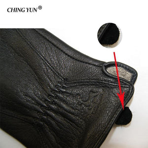 Planet Gates 11 Winter man deer skin leather gloves male warm soft men's glove black three lines design men mittens