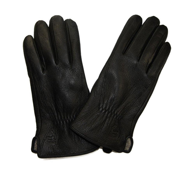 Planet Gates 11 Winter man deer skin leather gloves male warm soft men's glove black three lines design men mittens
