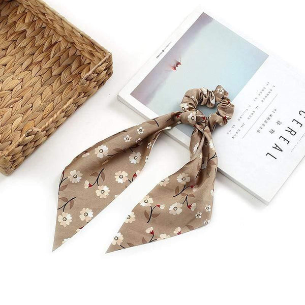 Women Streamers Scrunchies Polka Dot Floral Print Elastic Bow Hair Rope Girl Hair Ties Korean Sweet Hair Accessories Headwear