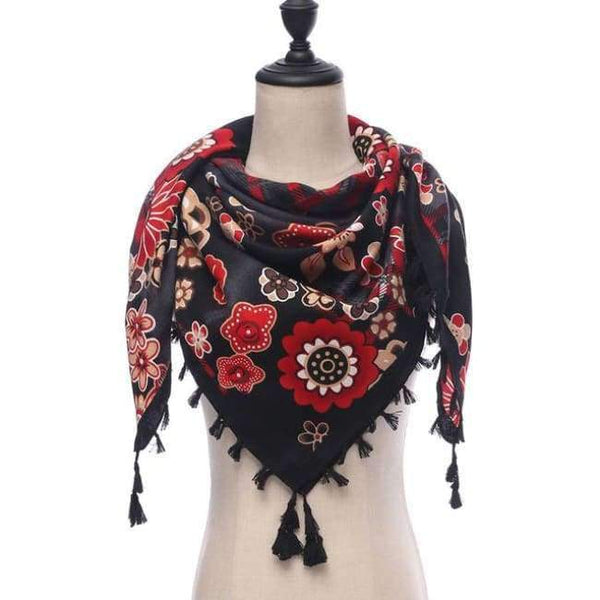Planet Gates 110-black New brand women scarf square cotton shawls and wraps lady pashmina Tassels Bohemia foulard winter female bandana hijabs
