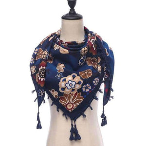 Planet Gates 110-navy New brand women scarf square cotton shawls and wraps lady pashmina Tassels Bohemia foulard winter female bandana hijabs