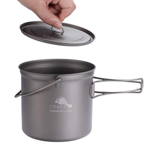 Planet Gates 1100ml(37.6oz) Titanium Pot With Hang Foldable Handle For Outdoor Camping Cookware Picnic Hang Pot Ultralight 1100ml 1300ml 1600ml 2000ml