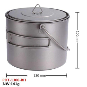 Planet Gates 1100ml(37.6oz) Titanium Pot With Hang Foldable Handle For Outdoor Camping Cookware Picnic Hang Pot Ultralight 1100ml 1300ml 1600ml 2000ml