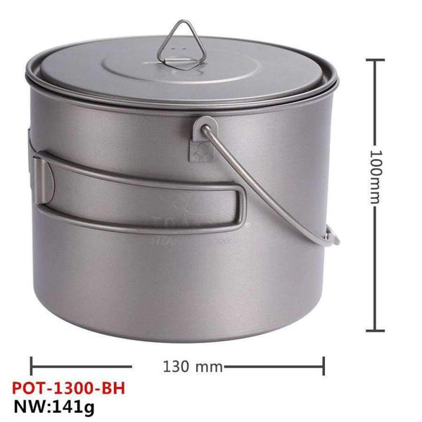 Planet Gates 1100ml(37.6oz) Titanium Pot With Hang Foldable Handle For Outdoor Camping Cookware Picnic Hang Pot Ultralight 1100ml 1300ml 1600ml 2000ml