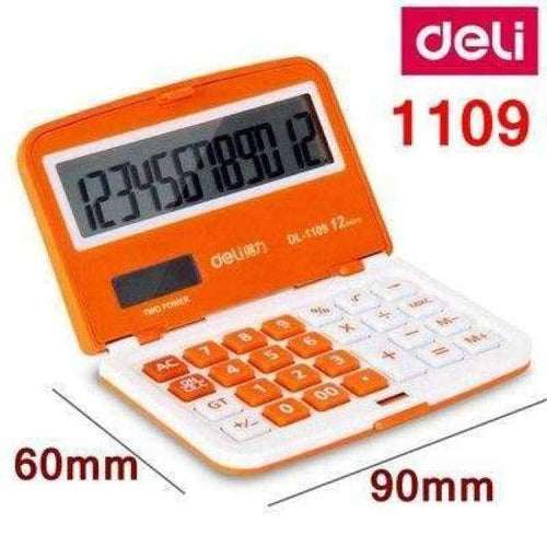 Planet Gates 1109Orange Deli Electronic  calculator office financial  12 digits real talking pocket solar calculator with battery dual power gift