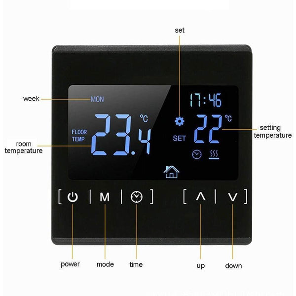 Planet Gates 110V 120V 230V All Touch Screen Temperature Controller Thermoregulator Black Back Light Electric Heating Room Thermostat