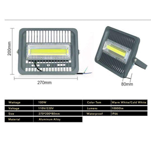 Planet Gates 110V Cold white / 100W Led flood light 30 50 100 150W high lumen led spotlight outdoor garden led 50w IP66 110V 220V led flood light 50w 100w