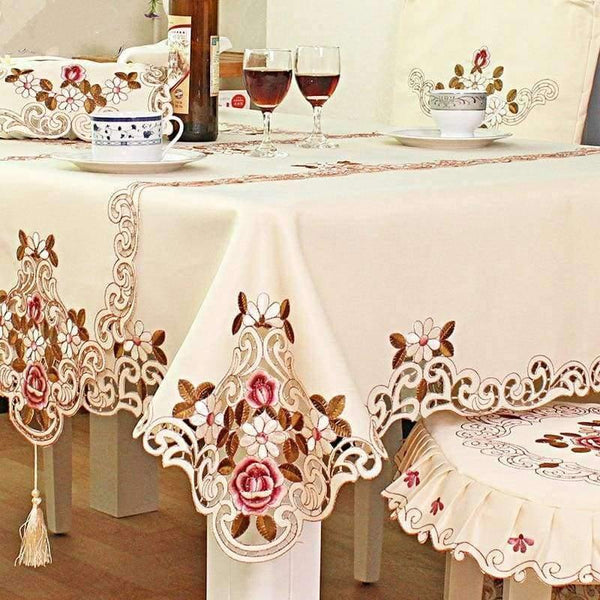 Planet Gates 110x110cm European  Countryside  Embroidery  tablecloth  Fabric art  Tea table  cloth Waterproof Oilproof