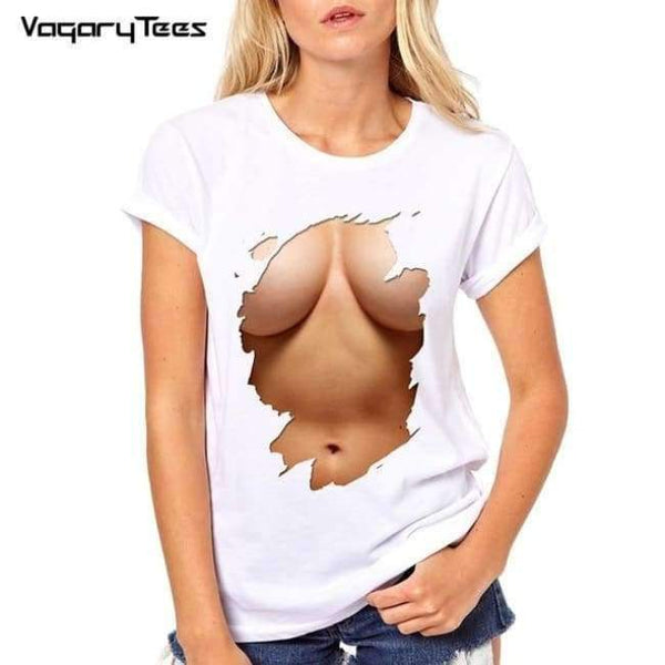 Planet Gates 1140-1 / S Summer Cool Tops Casual 3D boobs Print and Short Sleeve O-neck t-shirt Big Boobs Sexy Breast design Print t shirt