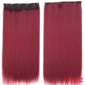 Planet Gates 118C# / 22inches 22Inch Long Straight Synthetic Clip in Hair Extension Heat Resistant 5 Clip Hairpiece Black Blonde Brown Synthetic Hair