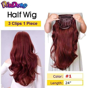 Planet Gates 118C# / 24inches Synthetic Flip In Hair Wavy Clip in Hair Extensions 3/4 Half Wig 3 Styles 50 Colors Available Premium Heat Resistant