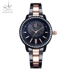 Planet Gates 11K0075L02SK Shengke Rose Gold Watch Women Quartz Watches Ladies Top Brand Crystal Luxury Female Wrist Watch Girl Clock Relogio Feminino