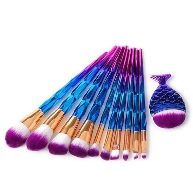 Planet Gates 11PCS 10PCS Makeup Brushes Rose Gold Diamond Purple Brush Loose Powder Brush Flat Kit Pincel Maquiagem Make up Brushes
