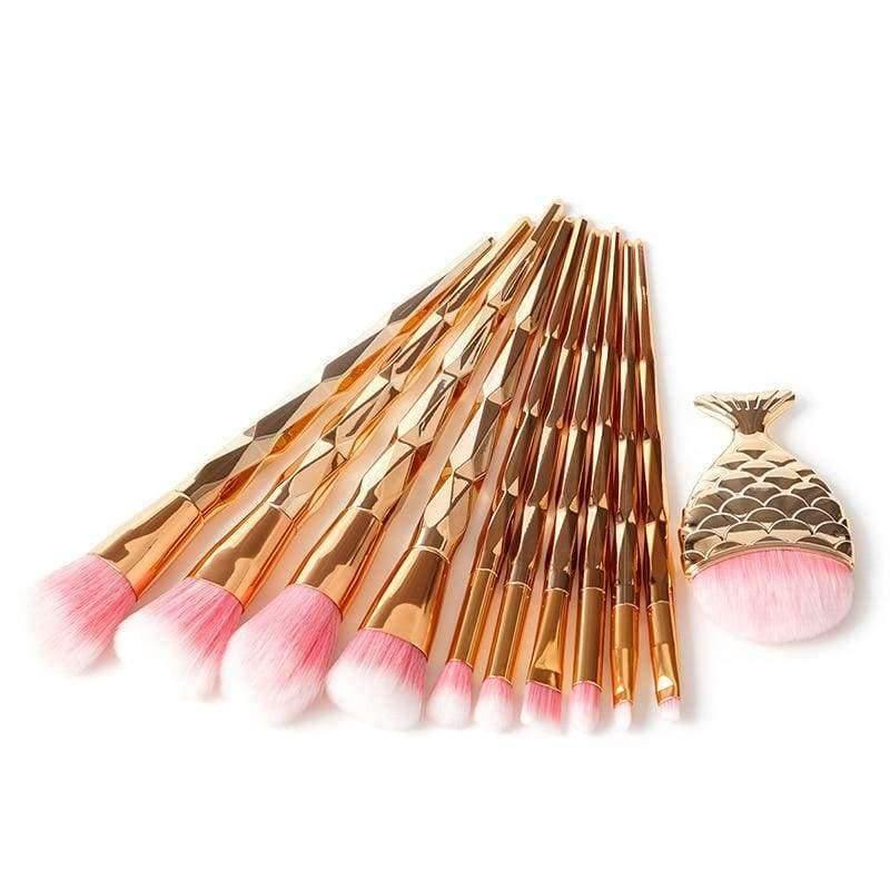 Planet Gates 11PCS 10PCS Makeup Brushes Rose Gold Diamond Purple Brush Loose Powder Brush Flat Kit Pincel Maquiagem Make up Brushes