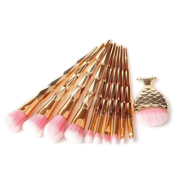 Planet Gates 11PCS 10PCS Makeup Brushes Rose Gold Diamond Purple Brush Loose Powder Brush Flat Kit Pincel Maquiagem Make up Brushes