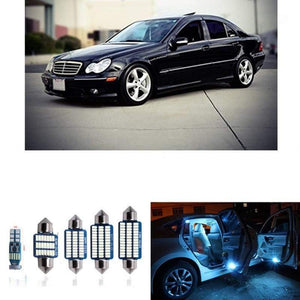 Planet Gates 11pcs CANBUS Error Free LED Interior Light Kit Package for mercedes w203 accessories Dome reading lights2001-2007 white ice blue