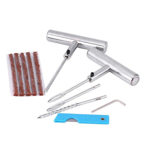 Planet Gates 11Pcs Car Van Motorcycle Bike Emergency Heavy Duty Tubeless Tire Puncture Repair Kit Plug Set Tyre Repair Kit(Knife Random Color