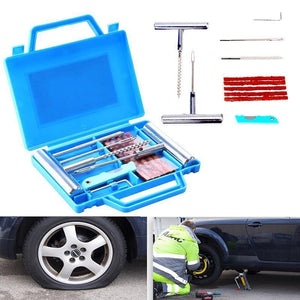 Planet Gates 11Pcs Car Van Motorcycle Bike Emergency Heavy Duty Tubeless Tire Puncture Repair Kit Plug Set Tyre Repair Kit(Knife Random Color