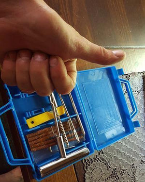 Planet Gates 11Pcs Car Van Motorcycle Bike Emergency Heavy Duty Tubeless Tire Puncture Repair Kit Plug Set Tyre Repair Kit(Knife Random Color