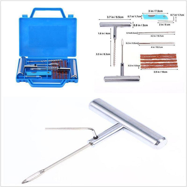 Planet Gates 11Pcs Car Van Motorcycle Bike Emergency Heavy Duty Tubeless Tire Puncture Repair Kit Plug Set Tyre Repair Kit(Knife Random Color