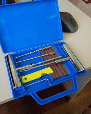 Planet Gates 11Pcs Car Van Motorcycle Bike Emergency Heavy Duty Tubeless Tire Puncture Repair Kit Plug Set Tyre Repair Kit(Knife Random Color