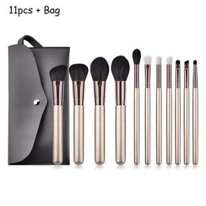 Planet Gates 11pcs Champagne Makeup Brushes Set For Foundation Powder Blush Eyeshadow Concealer Large Make Up Brush Cosmetics Beauty Tool 25