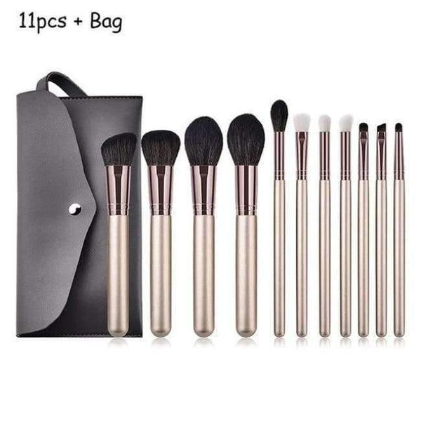 Planet Gates 11pcs Champagne Makeup Brushes Set For Foundation Powder Blush Eyeshadow Concealer Large Make Up Brush Cosmetics Beauty Tool 25