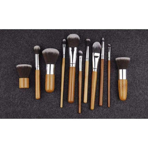 Planet Gates 11PCS Professional Bamboo Makeup Brushes Set Cosmetics Foundation Make Up Brush Tools Kit for Powder Blusher Eye Shadow Eyeliner