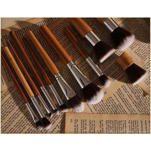 Planet Gates 11PCS Professional Bamboo Makeup Brushes Set Cosmetics Foundation Make Up Brush Tools Kit for Powder Blusher Eye Shadow Eyeliner
